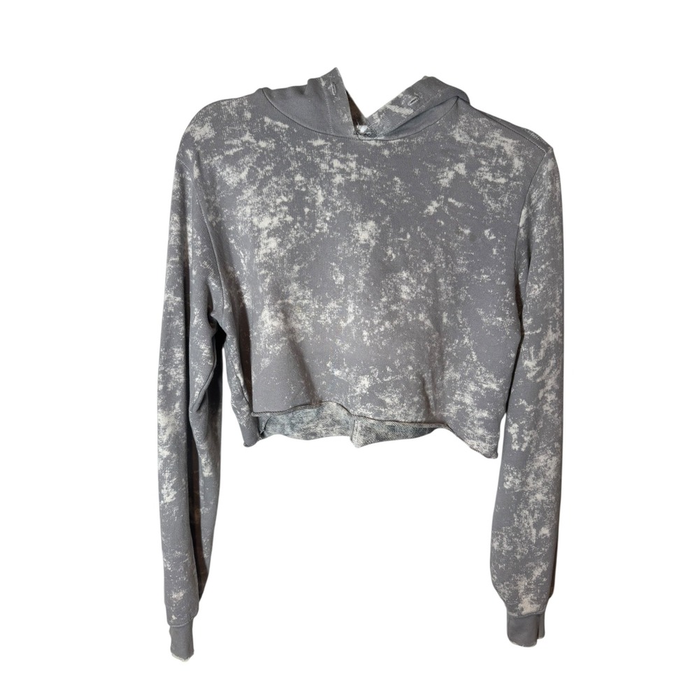 Cotton Citizen Women's‎ XS Gray Bleach Wash Crop Hoodie Long Sleeve Pullover